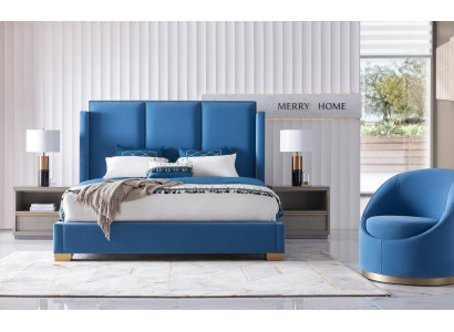 Royal Blue Bett Doppel Schlafzimmer Betten Textil 180x200 Luxus Hotel