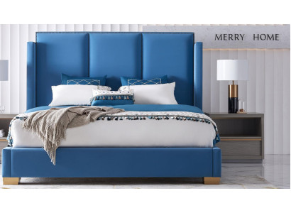 Schlafzimmer Design luxus Bett 180x200 Textil Doppel Bettgestell Blau
