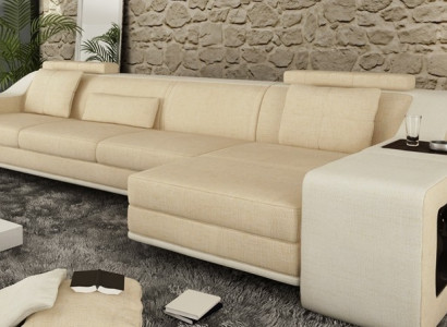 Design Ecksofa Sofa Couch Polster Sitz Eck Garnitur Sofas Leder Textil Themar BW