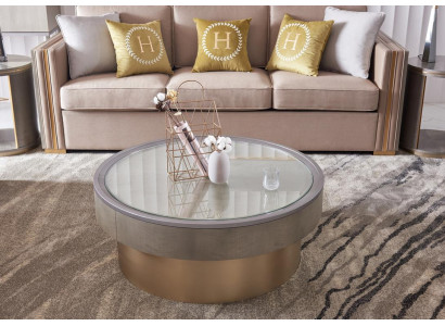 Runder Design Couchtisch Glas Rundtisch Beistell Tische Runde Sofa