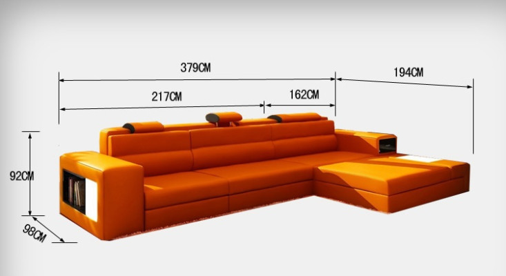 Ledersofa Couch Wohnlandschaft Ecksofa Eck Garnitur Design Modern Sofa B2006B