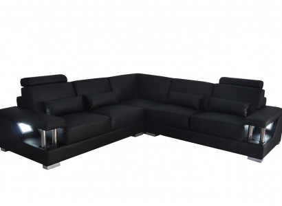 Ledersofa Couch Wohnlandschaft Eck Deko Garnitur Design Modern Sofa L-Form