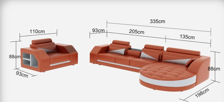 Ledersofa Couch Wohnlandschaft Ecksofa + Sessel Garnitur Design Sofa G8018E