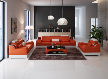 Design Sofagarnitur Couch Polster Sofas Leder 3+2 Sitzer Komplett Set Neu Modern