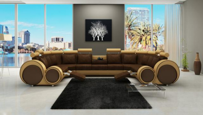 Stoff Textil Couch Textilsofa mit USB Ecksofa Couch Wohnlandschaft XXL Relax Neu