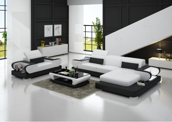 Design XXL Big Sofa Ecksofa Ledersofa Couch Sessel Polster Wohnlandschaft G8002E