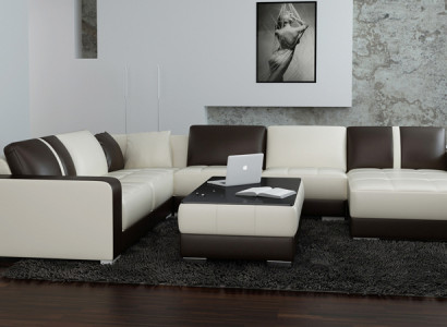 Ledersofa Couch Wohnlandschaft Ecksofa Eck Garnitur Design Modern Sofa mit USB