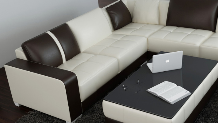 Ledersofa Couch Wohnlandschaft Ecksofa Eck Garnitur Design Modern Sofa mit USB