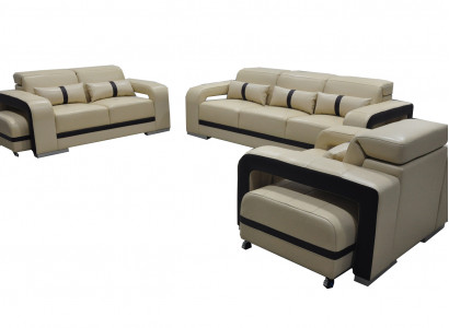 Sofa Leder Couch Polster Garnitur 3+2+1 Sitz Komplett Set Design Neu