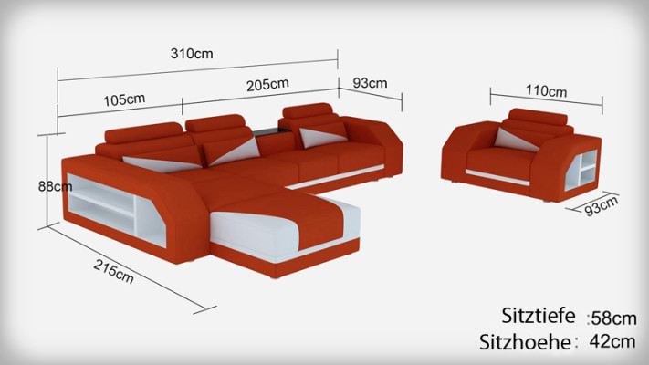 Leder Eck Sofa Garnitur Sofas Couchen Polster Wohnlandschaft Sessel Ecke