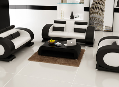 Ledersofa Moderne Couch Wohnlandschaft 3+2+1 Sitzer Garnitur Design Sofa mit USB