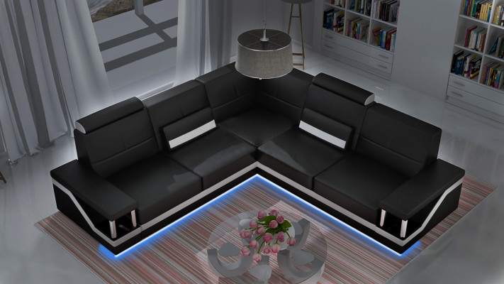 Ledersofa Eckcouch Sofa Couch Poster Eckgarnitur Sofas Stoff Leder Garnitur Neu