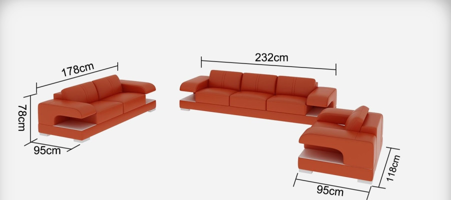 Ledersofa Couch Wohnlandschaft 3+2+1 Sofagarnitur Neu Design Modern