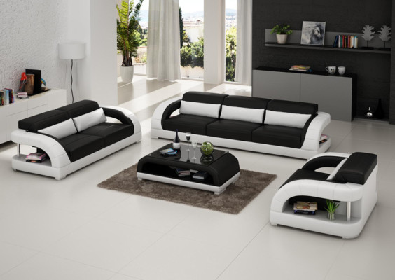 Ledersofa Couch Sofagarnitur 3+2+1 Sitzer Garnituren Design Modern Sofa Neu USB