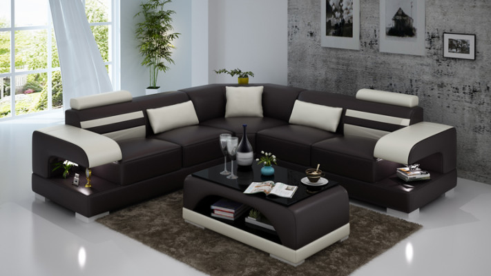 Leder Weiche Couch Wohnlandschaft Ecksofa Eck Garnitur Design Modern Sofa USB