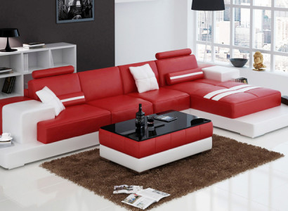 Exklusives Elegantes Ecksofa in L-Form Rotes Design für stilvolle Wohnräume