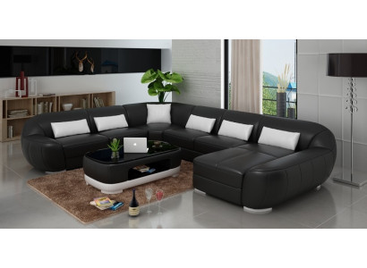 Modernes Ledersofa+ USB,Ecksofa Wohnlandschaft Sitz Polster Couch Garnitur Neu