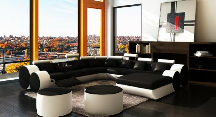 Designer Ledersofa Mit USB XXL Wohnlandschaft Sofa Polsterecke Ecksofa Neu Sofas