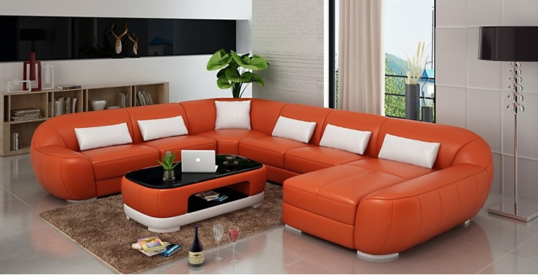 Modernes Ledersofa+USB,Ecksofa Wohnlandschaft Sitz Polster Couch Garnitur Neu