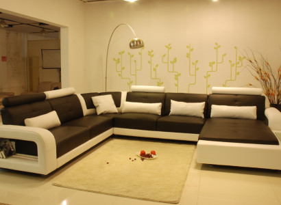 Ecksofa mit USB Polster Sofa Wohnlandschaft Sitz Eck Garnitur Leder Textil H2209