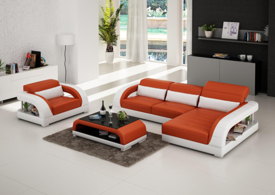 Ledersofa Couch Wohnlandschaft Ecksofa Sessel Set Garnitur Design Sofa USB Neu