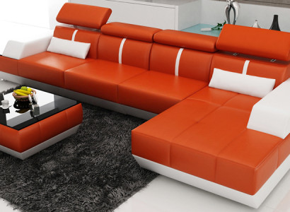 Ledersofa L-Form Couch Wohnlandschaft Ecksofa Garnitur Design Modern Sofa K5015B