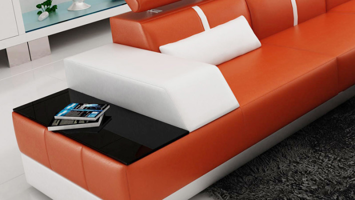 Ledersofa L-Form Couch Wohnlandschaft Ecksofa Garnitur Design Modern Sofa K5015B