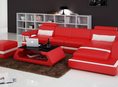 Ledersofa Couch Wohnlandschaft Modern Eck Dekor Ecksofa Design Garnitur