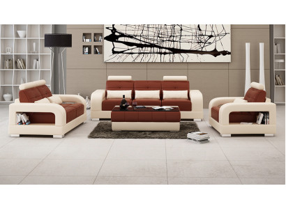 Ledersofa Couch Sofagarnitur 3+2+1 Sitzer Garnitur Design Modern Sofa