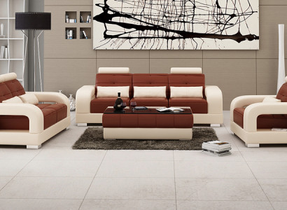 Ledersofa Couch Sofagarnitur 3+2+1 Sitzer Garnitur Design Modern Sofa
