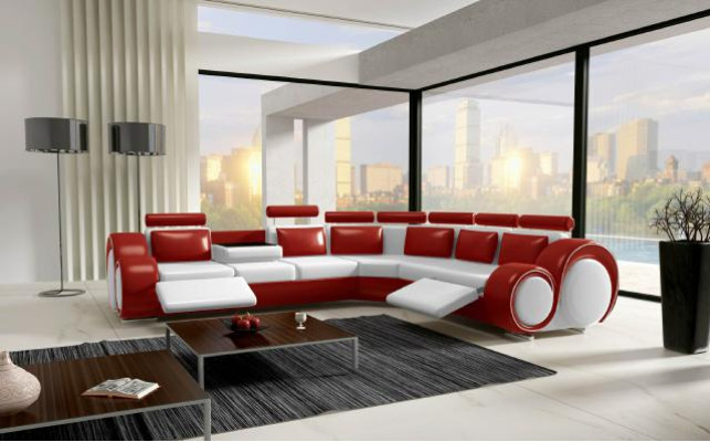 LEDER SOFA ECKCOUCH DESIGN SOFA LEDERCOUCH ECKSOFA WOHNLANDSCHAFT SCHWARZ WEIß