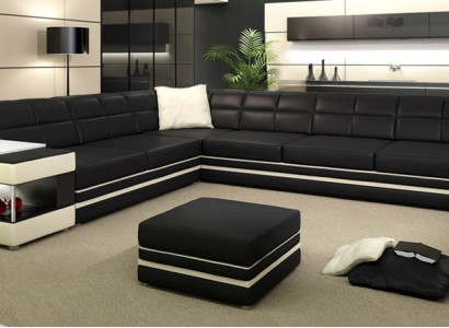 Ecksofa Sofa Couch Polster Leder Wohnlandschaft Ecke Garnitur L Ledersofa 3026