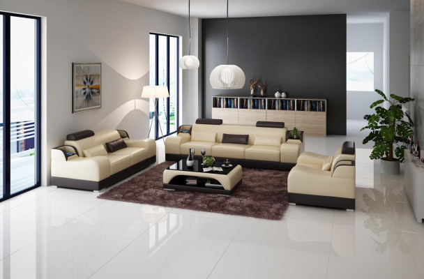 Sofagarnitur Couch Polster Sofa 3+1+1 Garnituren Design Leder 3tlg. Komplett Set