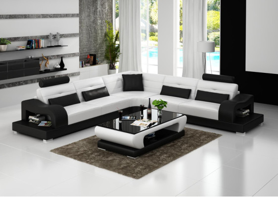 Ledersofa Couch Wohnlandschaft Dekor Eck Ecksofa Modern Garnitur Design