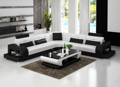 Ledersofa Couch Wohnlandschaft Dekor Eck Ecksofa Modern Garnitur Design