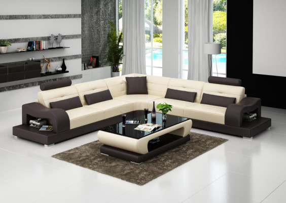Ledersofa Couch Wohnlandschaft Dekor Eck Ecksofa Modern Garnitur Design