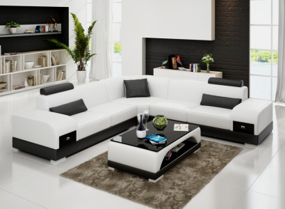 Ledersofa Couch Wohnlandschaft Ecksofa Eck Garnitur Design Modern Sofa USB Neu