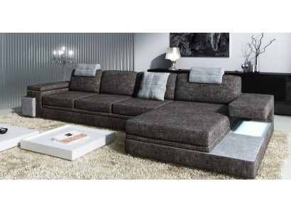 Design Ledersofa Sofa mit USB Polster Wohnlandschaft Eck Garnitur Textil Tachau