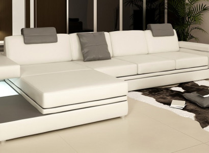 Ecksofa mit USB Couch Sofa Wohnlandschaft Sitz Eck Garnitur Leder Textil PHM88