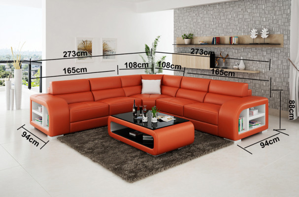 Ledersofa Couch Wohnlandschaft Ecksofa Eck Garnitur Design Sofa USB Maßfertigung