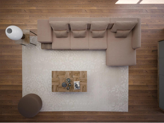 Wohnzimmer Set 3tlg Eck Garnitur Sofa Couch L-Form Holz Couchtisch