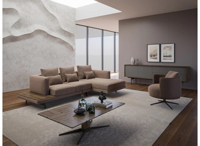 Wohnzimmer Set Sofagarnitur Sofa Couch L-Form Sessel olz Couchtisch