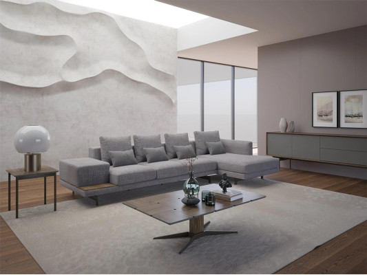 Ecksofa L-Form Grau Wohnzimmer Designer Polstermöbel Eck Möbel Neu