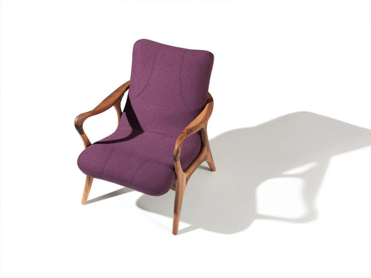 Design Sitzmöbel Lila Sessel Couch Sitz Wohnzimmer Holz Modern Polster Textil