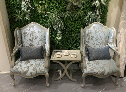 Sessel Stoff Einsitzer Möbel Relax Sitz Design Couch Textil Wohnzimmer Lehnstuhl