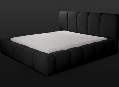 Bett Schwarzes Doppelbett Schlafzimmer Holzmöbel Design Polstermöbel Stoff