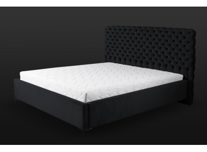 Schwarzes Chesterfield Bett Klassisches Schlafzimmermöbel Design Stoff