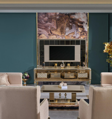 Wand zum Wohnzimmer TV-Ständer TV-Ständer im luxuriösen Premium-Design aus Edelstahl