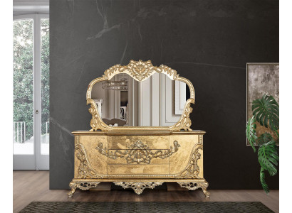 Set Kommode Spiegel Garnitur Kommoden Holz Gruppe Sideboard Möbel Barock