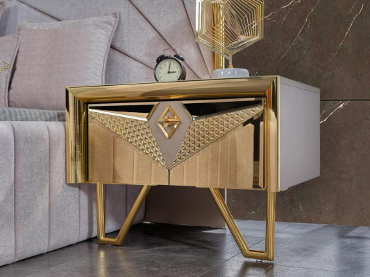 Schlafzimmerset Bett Nachttische Schminktisch mit Spiegel in elegantem italienischem Stil in weißer Farbe